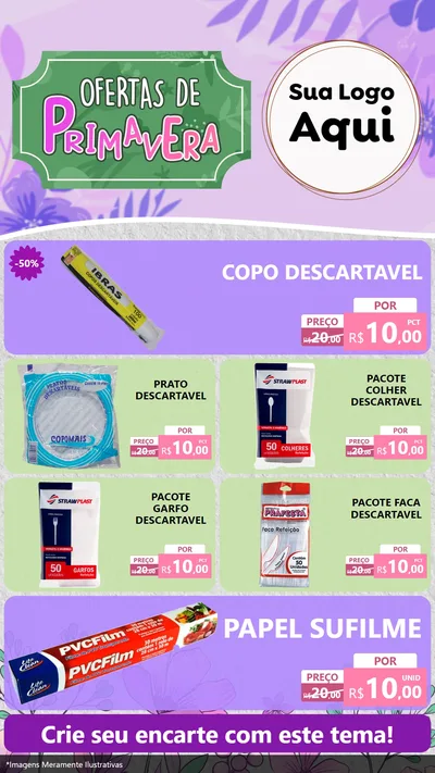 Modelo de TV para TV Vertical com o tema Ofertas de Primavera para Embalagens