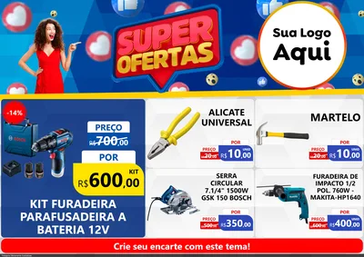 Modelo de Encarte para Encarte A4 Horizontal com o tema Super Ofertas para Maquinas e Ferramentas