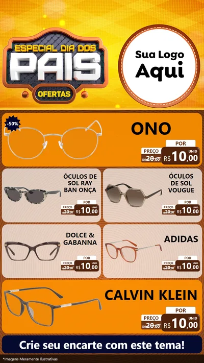 Modelo de TV para TV Vertical com o tema Especial Dia dos Pais para Óticas
