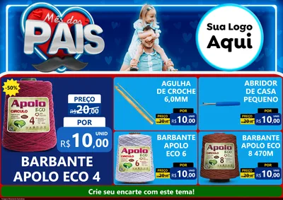 Modelo de Encarte para Encarte A4 Horizontal com o tema Mês Dos Pais para Armarinho e Aviamentos