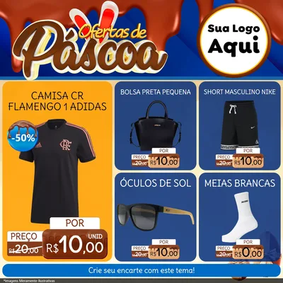 Modelo de Rede Social para Feed Facebook com o tema Ofertas de Páscoa para Roupas e acessórios