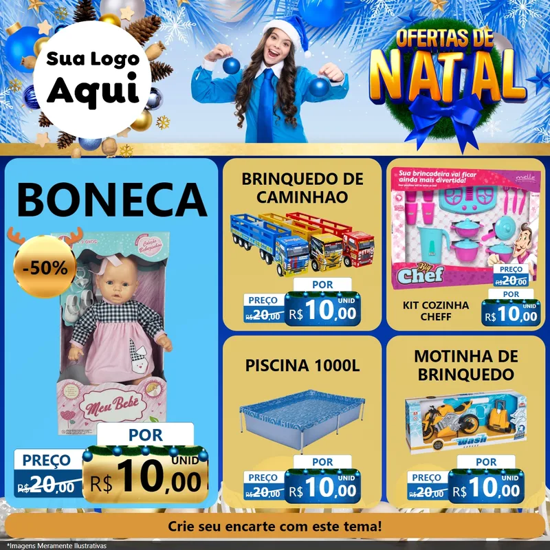 Modelo de Rede Social para Feed Facebook com o tema Ofertas de Natal para Brinquedos
