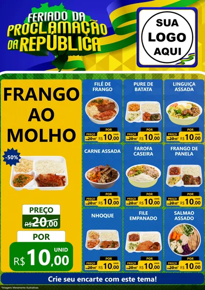 Modelo de Encarte para Encarte A4 Vertical com o tema Feriado da Proclamação da República para Restaurante