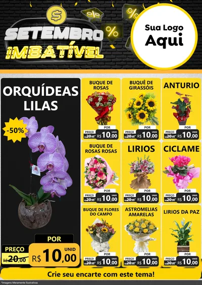 Modelo de Encarte para Encarte A4 Vertical com o tema Setembro Imbatível para Floricultura e jardim