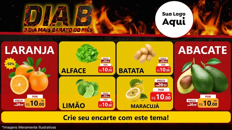 Modelo de TV para TV Horizontal com o tema Dia B para Hortifrúti