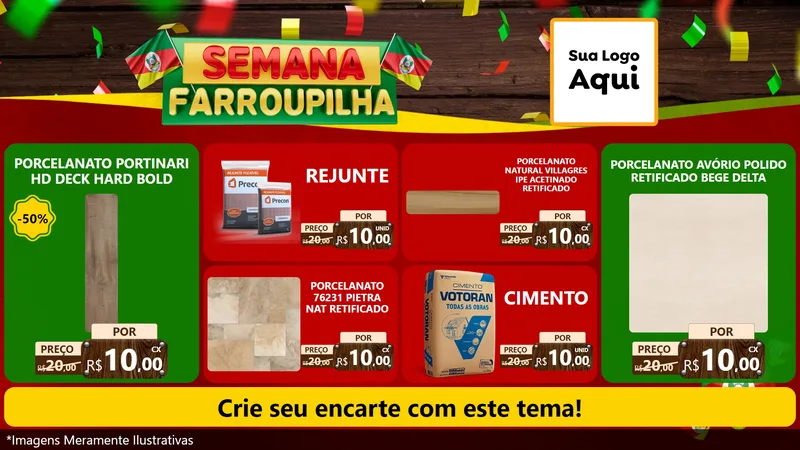 Modelo de TV para TV Horizontal com o tema Semana Farroupilha para Pisos e revestimentos