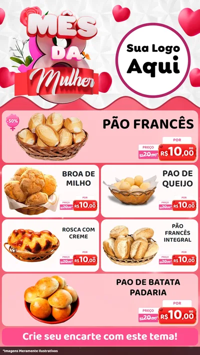 Modelo de TV para TV Vertical com o tema Mês da Mulher para Padaria