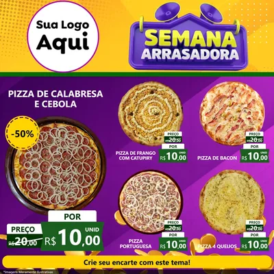 Modelo de Rede Social para Feed Facebook com o tema Semana Arrasadora para Pizzaria