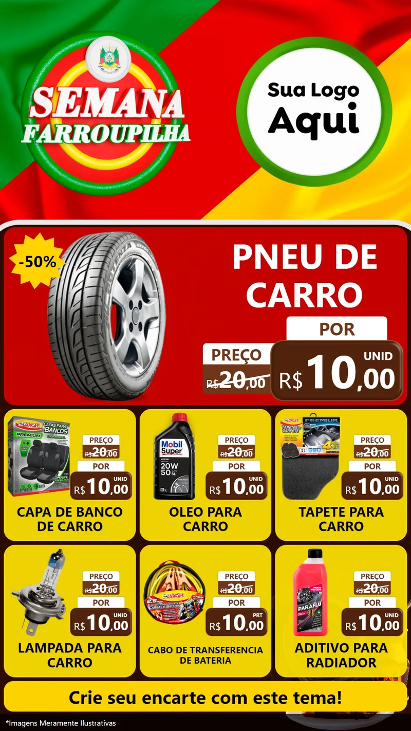 Modelo de Rede Social para Stories com o tema Semana Farroupilha para Auto peças