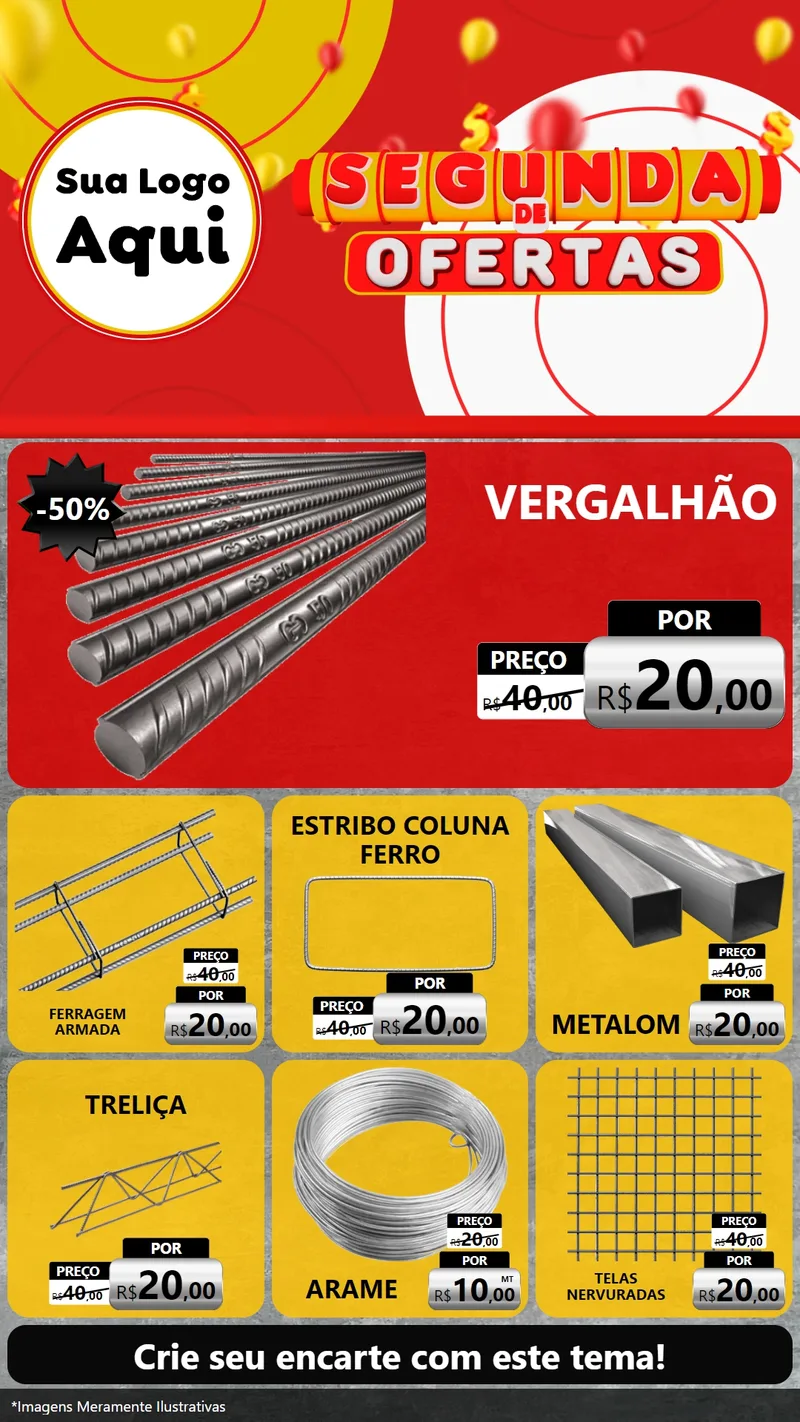Modelo de Rede Social para Stories com o tema Segunda de Ofertas para Ferragens