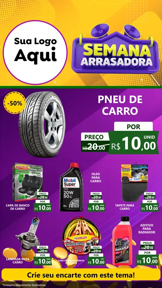 Modelo de Rede Social para Stories com o tema Semana Arrasadora para Auto peças