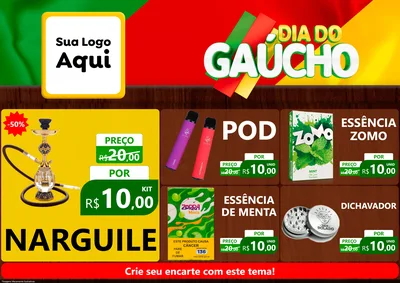 Modelo de Encarte para Encarte A4 Horizontal com o tema Dia do Gaúcho para Tabacaria