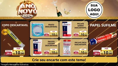 Modelo de TV para TV Horizontal com o tema Feliz Ano Novo 2027 para Embalagens