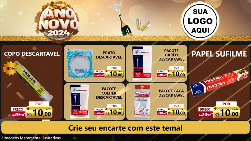 Modelo de TV para TV Horizontal com o tema Feliz Ano Novo 2027 para Embalagens