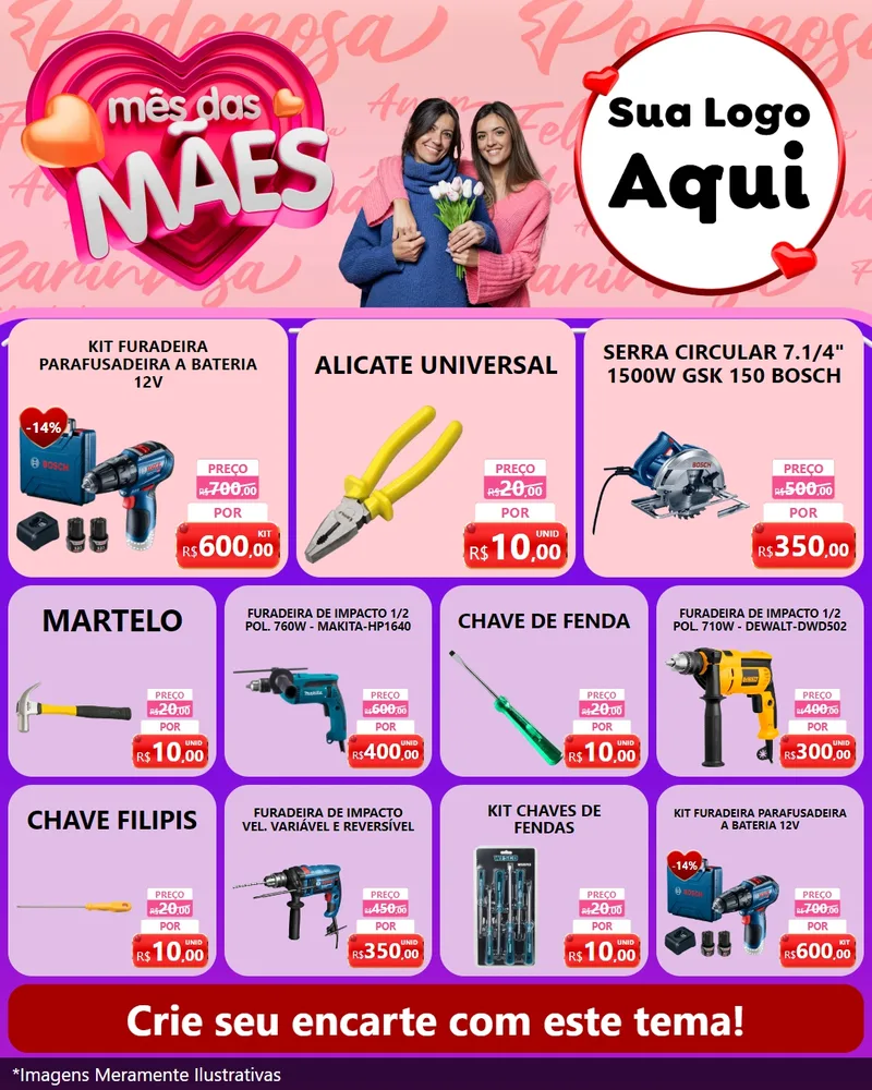 Modelo de Rede Social para Feed Instagram com o tema Mês Das Mães para Maquinas e Ferramentas