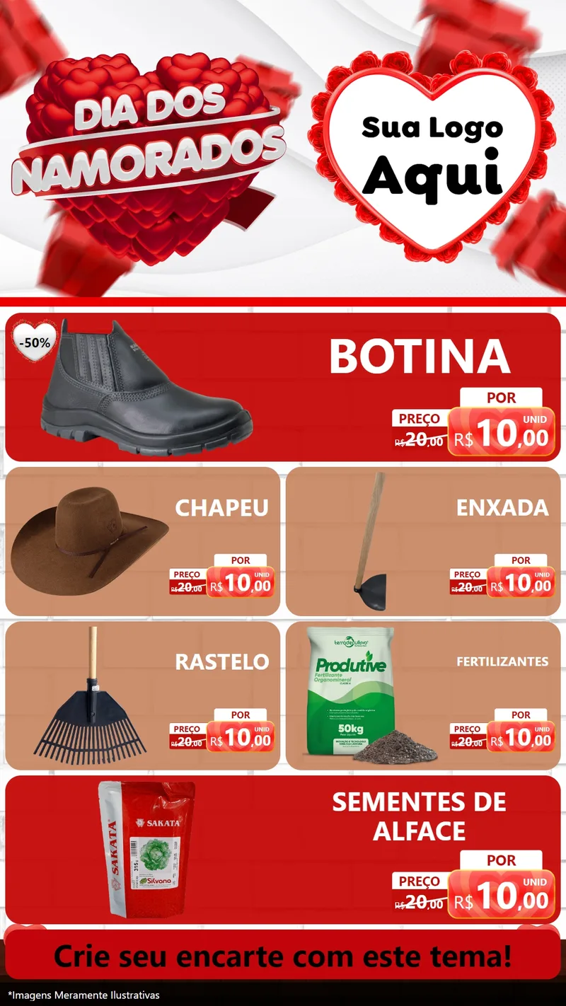 Modelo de TV para TV Vertical com o tema Dia dos Namorados para Agropecuária