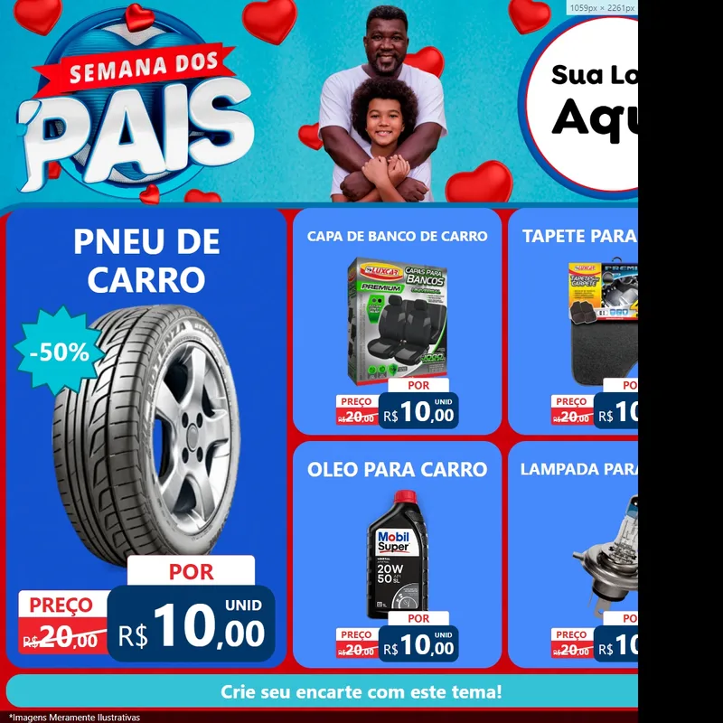 Modelo de Rede Social para Feed Facebook com o tema Semana Dos Pais para Auto peças