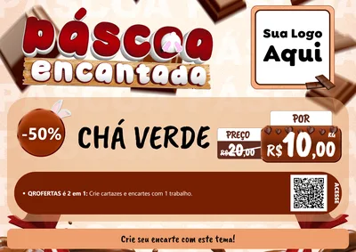 Modelo de Cartaz para Cartaz A4 Horizontal com o tema Páscoa Encantada para Produtos Naturais