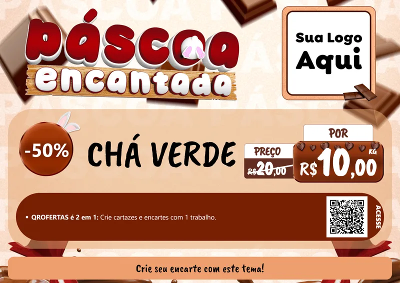 Modelo de Cartaz para Cartaz A4 Horizontal com o tema Páscoa Encantada para Produtos Naturais