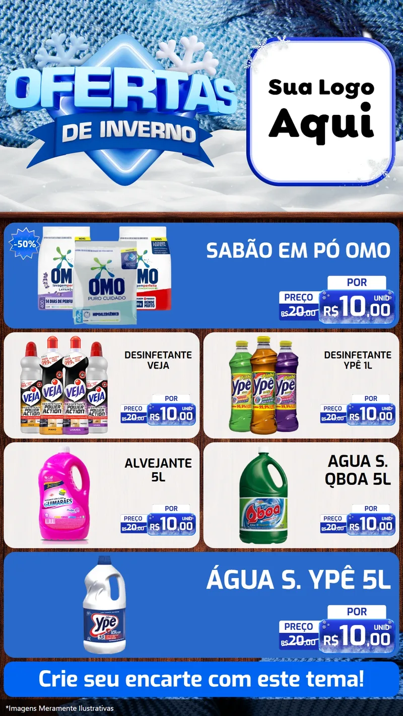 Modelo de TV para TV Vertical com o tema Ofertas de Inverno para Produtos de Limpeza