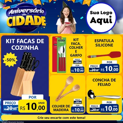 Modelo de Rede Social para Feed Facebook com o tema Aniversário da Cidade para Utilidades Domésticas