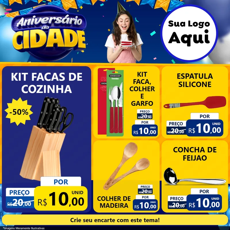 Modelo de Rede Social para Feed Facebook com o tema Aniversário da Cidade para Utilidades Domésticas