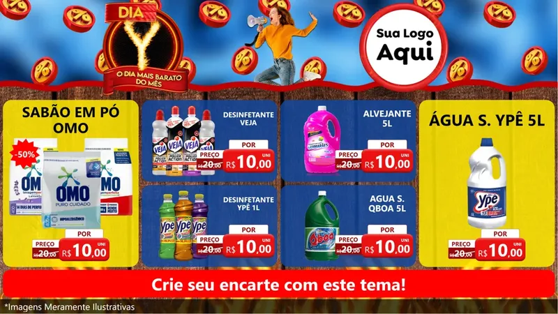 Modelo de TV para TV Horizontal com o tema Dia Y - O Dia Mais Barato Do Mês para Produtos de Limpeza