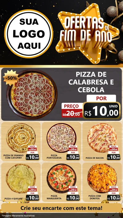 Modelo de Rede Social para Stories com o tema Ofertas de Fim de Ano para Pizzaria