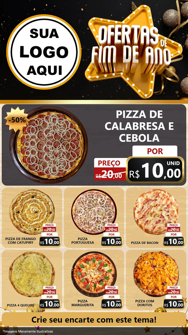 Modelo de Rede Social para Stories com o tema Ofertas de Fim de Ano para Pizzaria