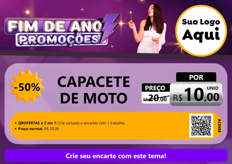 Modelo de Cartaz para Cartaz A4 Horizontal com o tema Fim de Ano Promoções para Moto peças