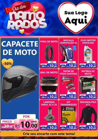 Modelo de Encarte para Encarte A4 Vertical com o tema Dia dos namorados para Moto peças
