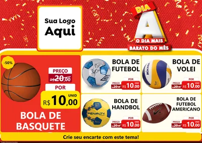 Modelo de Encarte para Encarte A4 Horizontal com o tema Dia A o Dia Mais Barato do Mês para Artigos Esportivos