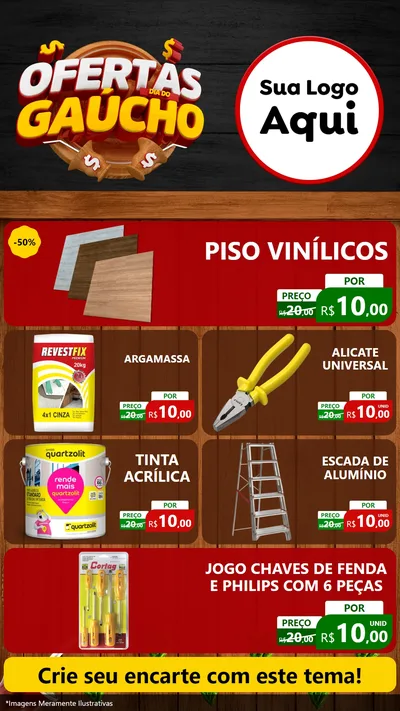 Modelo de TV para TV Vertical com o tema Ofertas Dia do Gaúcho para Material para Construção