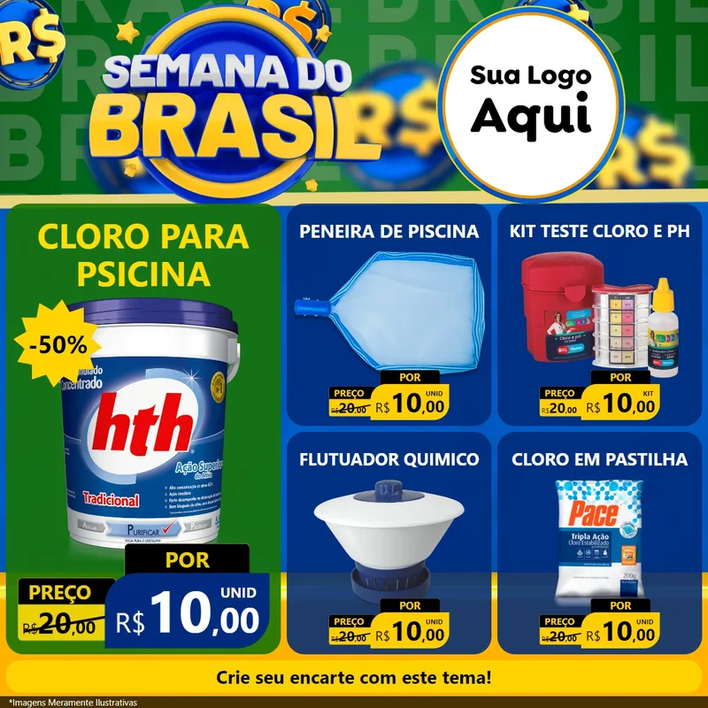 Modelo de Rede Social para Feed Facebook com o tema Semana Do Brasil para Produtos para Piscina