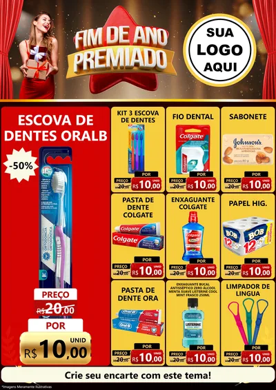 Modelo de Encarte para Encarte A4 Vertical com o tema Fim de Ano Premiado para Higiene Pessoal