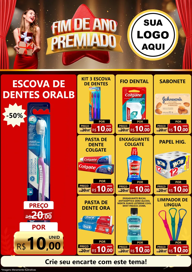 Modelo de Encarte para Encarte A4 Vertical com o tema Fim de Ano Premiado para Higiene Pessoal