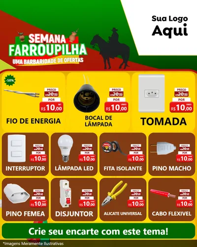 Modelo de Rede Social para Feed Instagram com o tema Semana Farroupilha - Uma Barbaridade de Ofertas para Materiais Elétricos