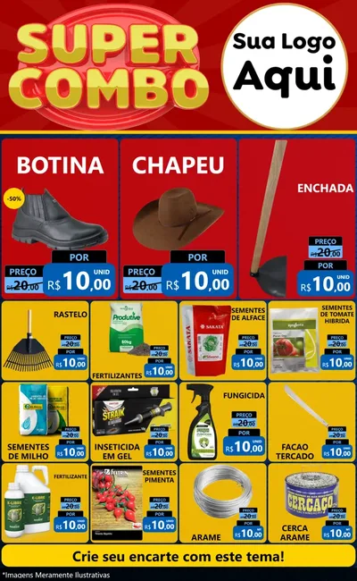 Modelo de Encarte para Encarte Grande com o tema Super Combo para Agropecuária
