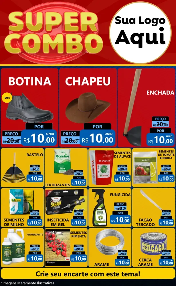 Modelo de Encarte para Encarte Grande com o tema Super Combo para Agropecuária
