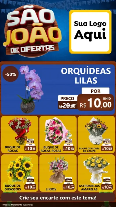 Modelo de Rede Social para Stories com o tema São João Ofertas Imbatíveis! - Junina para Floricultura e jardim