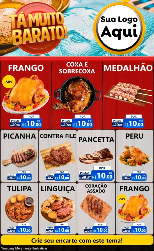 Modelo de Encarte para Encarte Grande com o tema Está Muito Barato para Assados