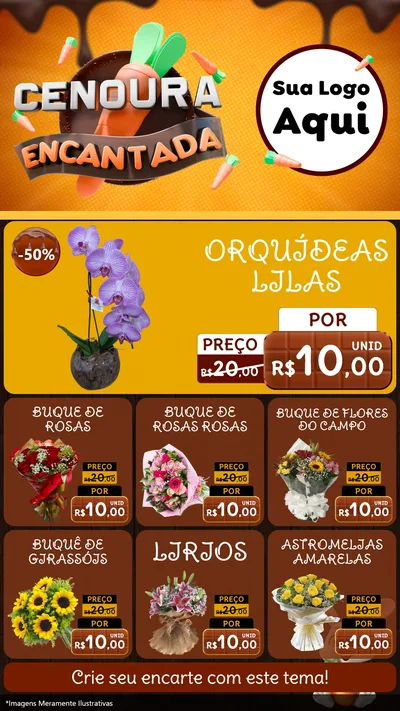 Modelo de Rede Social para Stories com o tema Cenoura Encantada - Páscoa para Floricultura e jardim