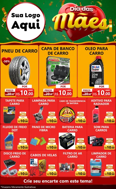 Modelo de Encarte para Encarte Grande com o tema Dia das Mães para Auto peças
