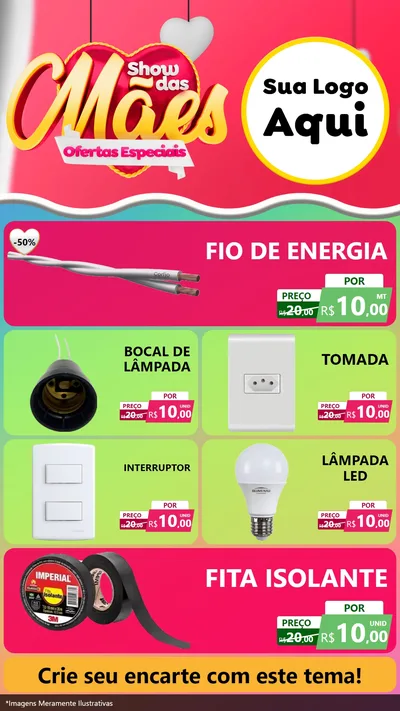 Modelo de TV para TV Vertical com o tema Show das Mães - Ofertas Especiais para Materiais Elétricos