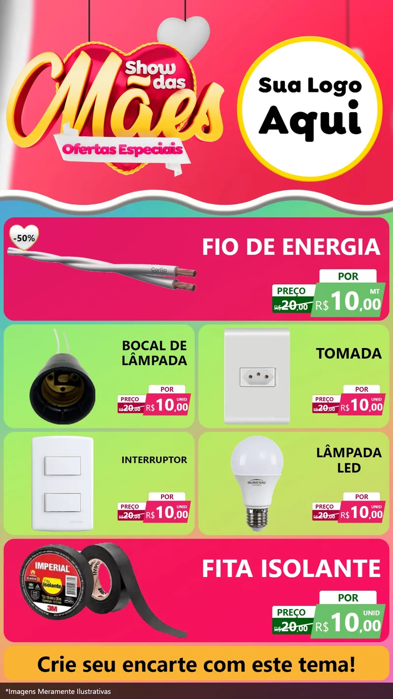 Modelo de TV para TV Vertical com o tema Show das Mães - Ofertas Especiais para Materiais Elétricos
