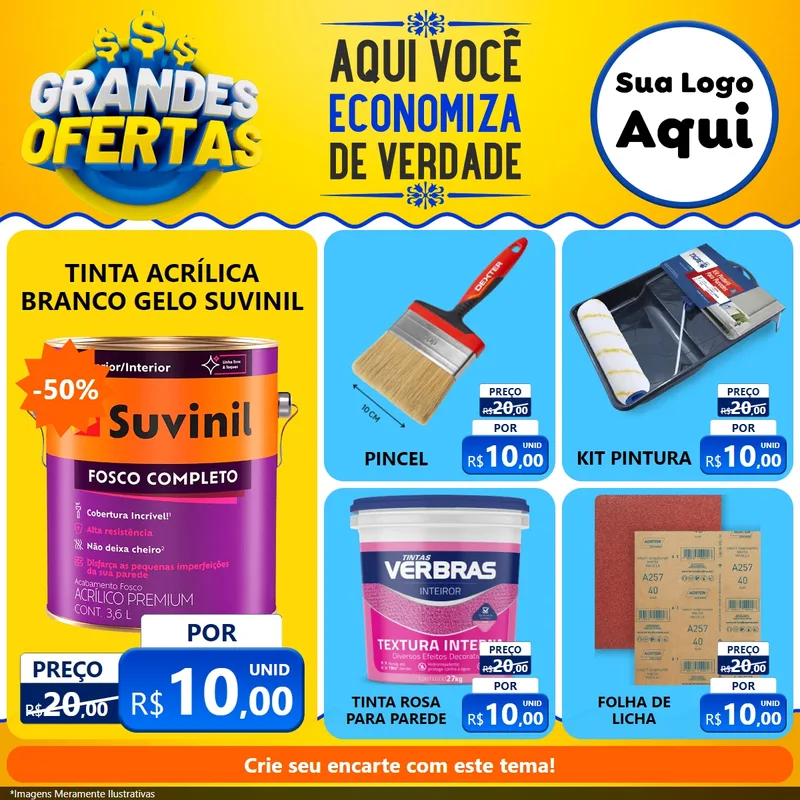 Modelo de Rede Social para Feed Facebook com o tema Grandes Ofertas para Tintas e Ferramentas