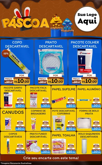 Modelo de Encarte para Encarte Grande com o tema Páscoa para Embalagens