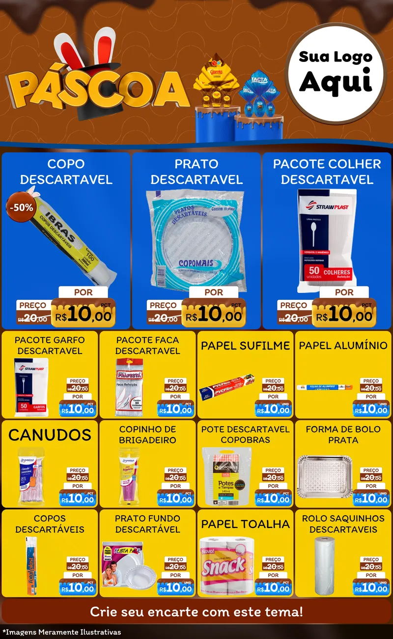 Modelo de Encarte para Encarte Grande com o tema Páscoa para Embalagens