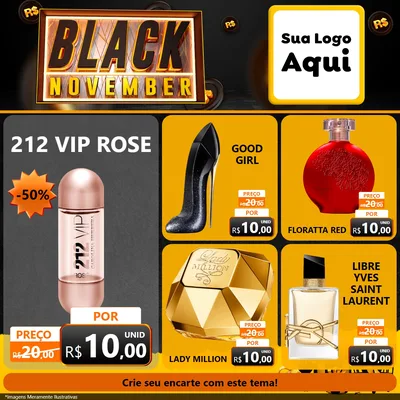 Modelo de Rede Social para Feed Facebook com o tema Black November para Perfumes