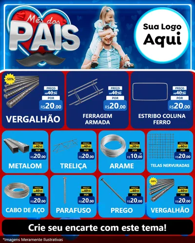 Modelo de Rede Social para Feed Instagram com o tema Mês Dos Pais para Ferragens